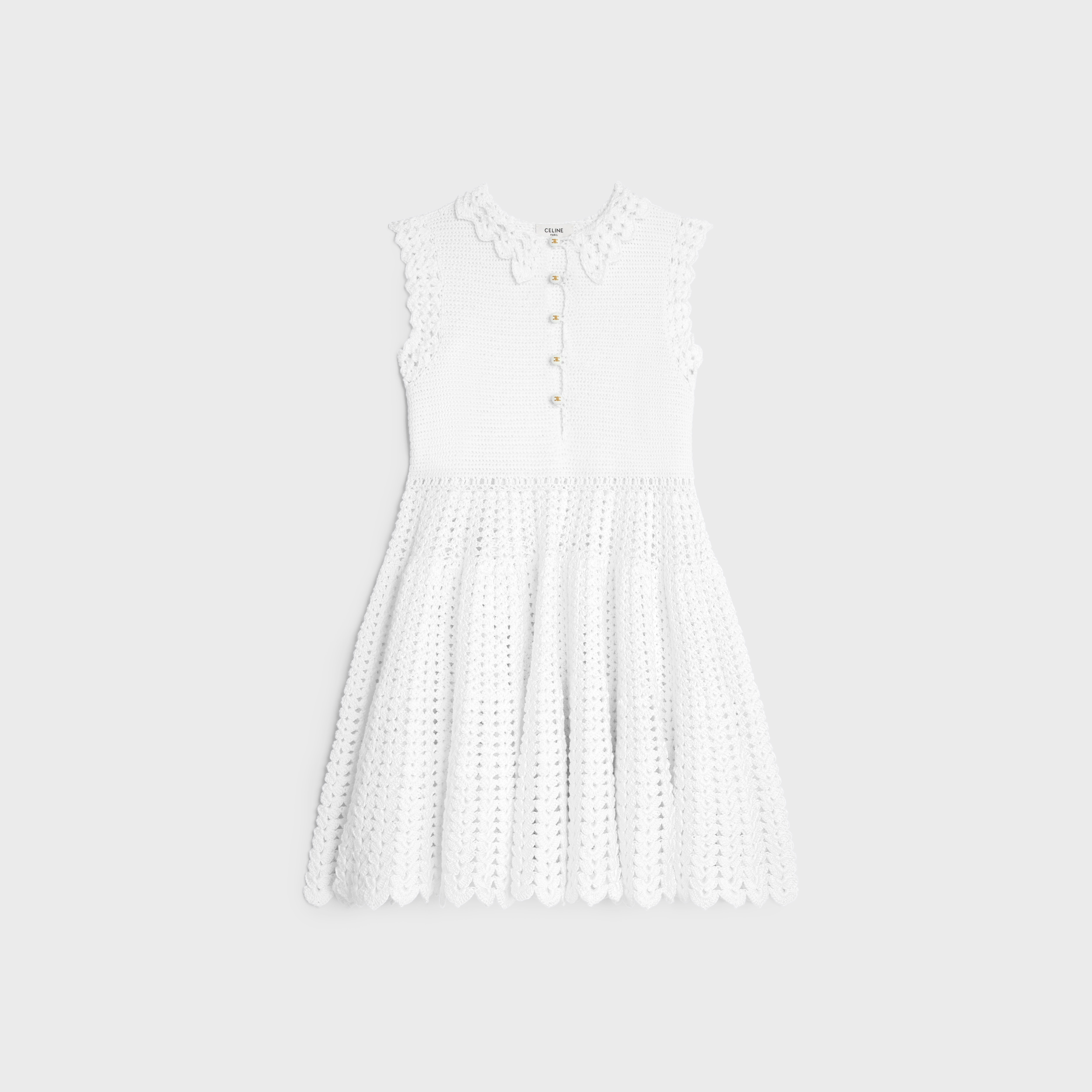 mini dress IN cotton crochet - OPTIC WHITE | CELINE